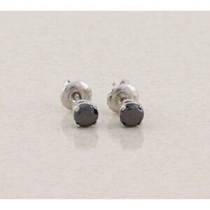 10k White Gold Black Diamond Earrings Studs .50 carats total 1/8" or 4mm